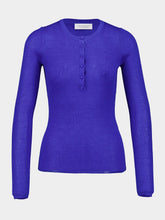 Gabriela Hearst Sapphire Cashmere-Silk Henley Top