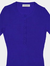 Gabriela Hearst Sapphire Cashmere-Silk Henley Top