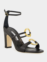 Manolo Blahnik Hisfahan Black Calf Leather Ankle Strap Sandals