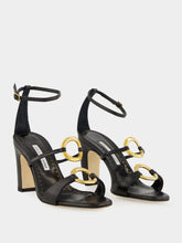 Manolo Blahnik Hisfahan Black Calf Leather Ankle Strap Sandals
