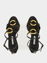 Manolo Blahnik Hisfahan Black Calf Leather Ankle Strap Sandals