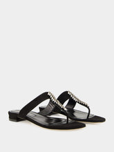 Manolo Blahnik Bizaba Black Suede Flat Sandals