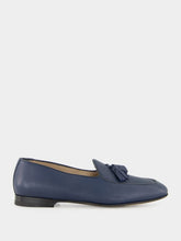 Manolo Blahnik Lennox Navy Blue Leather Tassel Loafers