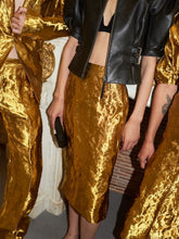 Gabriela Hearst Gold Manuela Midi Skirt in Metallic Silk