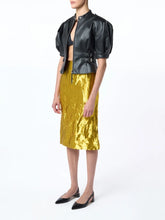 Gabriela Hearst Gold Manuela Midi Skirt in Metallic Silk