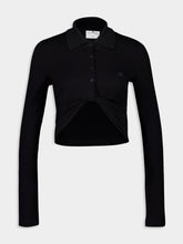Courrèges Black Twist Piqué Cropped Polo