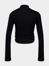 Courrèges Black Twist Piqué Cropped Polo