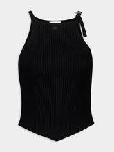 Courrèges Black Pointy Buckle Rib Knit Top