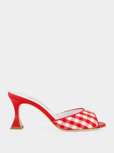 Manolo Blahnik Red Gingham Jadara 70 Heeled Mules