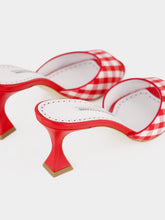 Manolo Blahnik Red Gingham Jadara 70 Heeled Mules