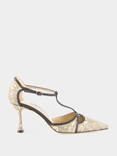 Manolo Blahnik Black GISH Lizard 70 Print T-Bar Pumps