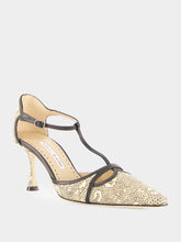 Manolo Blahnik Black GISH Lizard 70 Print T-Bar Pumps