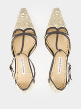 Manolo Blahnik Black GISH Lizard 70 Print T-Bar Pumps