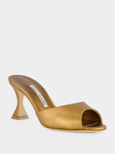 Manolo Blahnik Gold Jadaron 70 Leather Heeled Mules