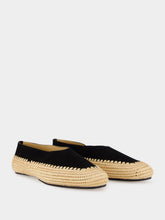 Gabriela Hearst Black Suede and Natural Raffia Strength Flat Shoe