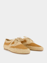 Gabriela Hearst Camel Suede and Natural Raffia Strength Derbies