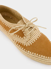 Gabriela Hearst Camel Suede and Natural Raffia Strength Derbies