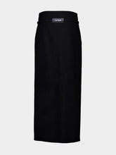 Courrèges Black Long Wool Skirt with Belt