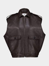 Courrèges Dark Brown Sleeveless Leather Jacket