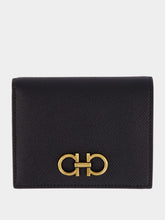 Ferragamo Black Gancini Compact Leather Wallet