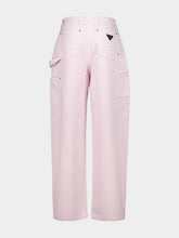 Prada Light Pink Canvas Trousers with Leather