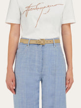 Ferragamo Double Gancini Fixed Belt in Stone Calfskin