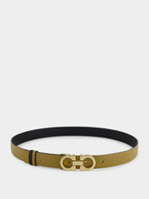 Ferragamo Reversible Gancini Belt in Olive Green and Black