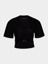 Rabanne Black Jersey T-Shirt with Ring Detail