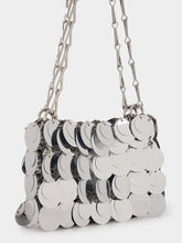Rabanne Silver Sparkle Discs Nano Bag