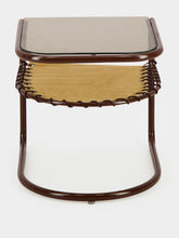 Honoré Camel Campo Corduroy Side Table with Glazed Brown Frame