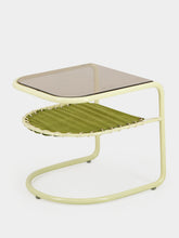 Honoré Khaki Campo Corduroy Side Table with Glazed Beige Frame