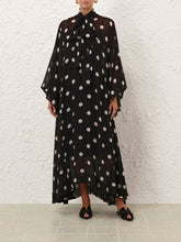 Zimmermann Black Crush Tie Neck Billow Dress