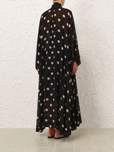 Zimmermann Black Crush Tie Neck Billow Dress