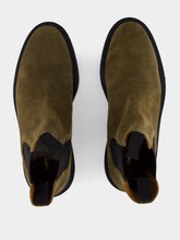 Common Projects Olive Green Waxed Suede Chelsea Boots