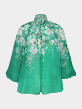 Zimmermann Green Floral Everley Billow Blouse