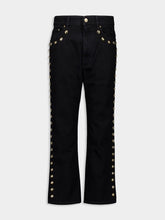 Rabanne Black Boyfriend Jeans with Gold Studs