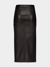 Rabanne Black Lambskin Gathered Midi Skirt