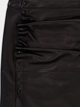 Rabanne Black Lambskin Gathered Midi Skirt