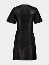 Rabanne Black Short Gathered Dress in Lambskin