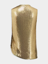 Rabanne Asymmetrical Draped Gold Mesh Top