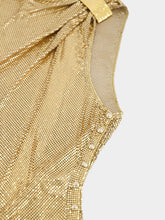 Rabanne Asymmetrical Draped Gold Mesh Top
