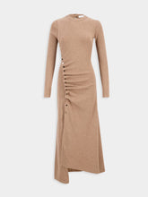 Rabanne Gathered Wool Jersey Long Dress