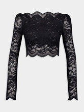 Rabanne Black Lace Long-Sleeve Crop Top