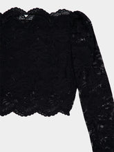 Rabanne Black Lace Long-Sleeve Crop Top
