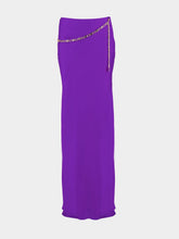 Rabanne Violet Maxi Skirt with Gold Chain Belt