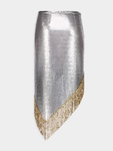 Rabanne Asymmetrical Chainmail Skirt with Metallic Fringes