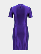 Rabanne Purple Draped Mini Dress with Snap Detailing