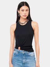 Rabanne Black Tank Top with Waist Piercing Detail