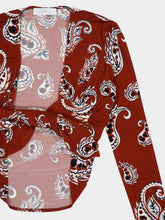 Rabanne Paisley Print Long-Sleeve Crop Top