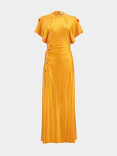 Rabanne Long Light Orange Drapé Pression Dress